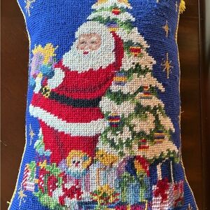 Vintage Christopher Radko Beautiful Velvet/Needlepoint Holiday Pillow